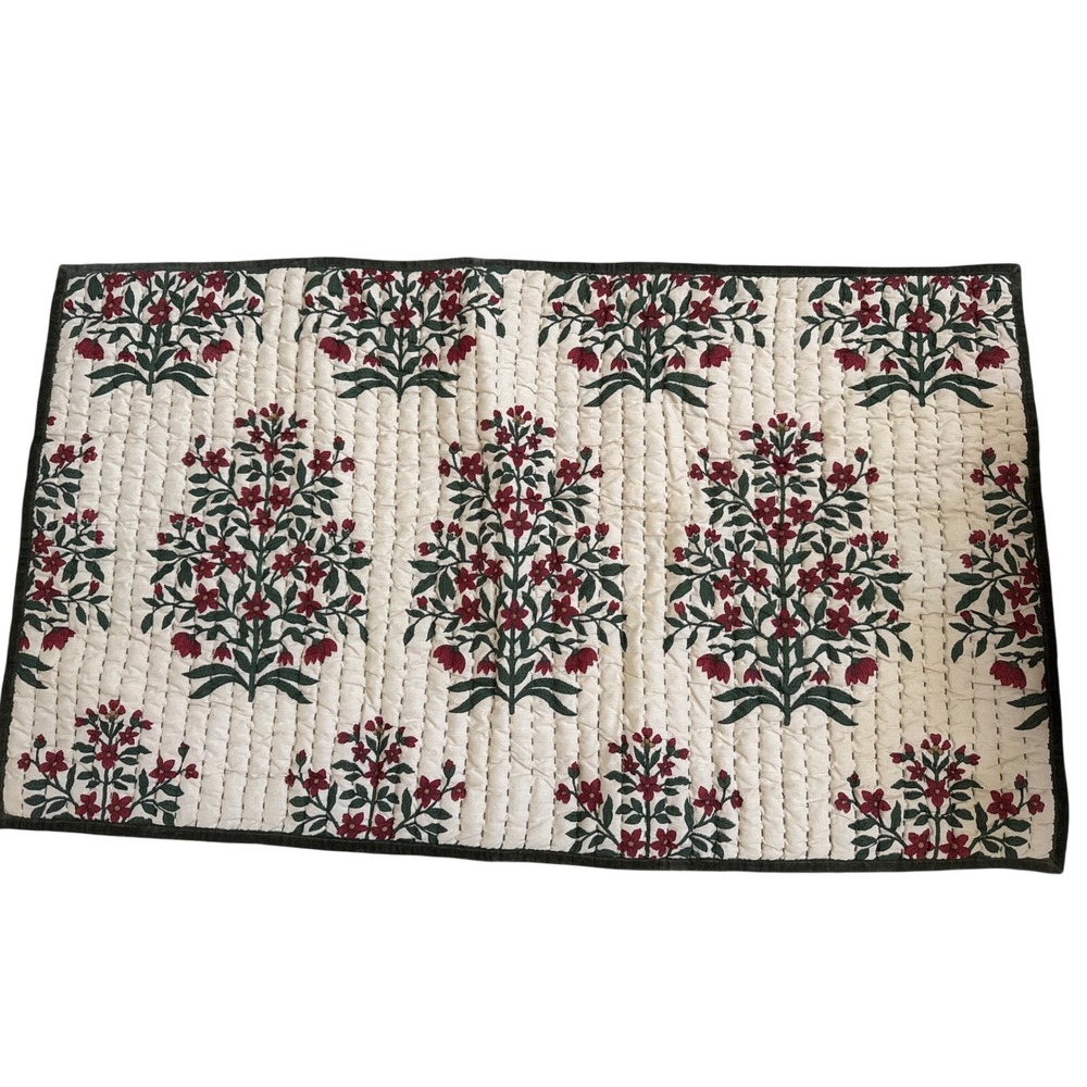 Pottery Barn Corinna Floral Block Print Quilted Velvet Back Pillow Cover King
